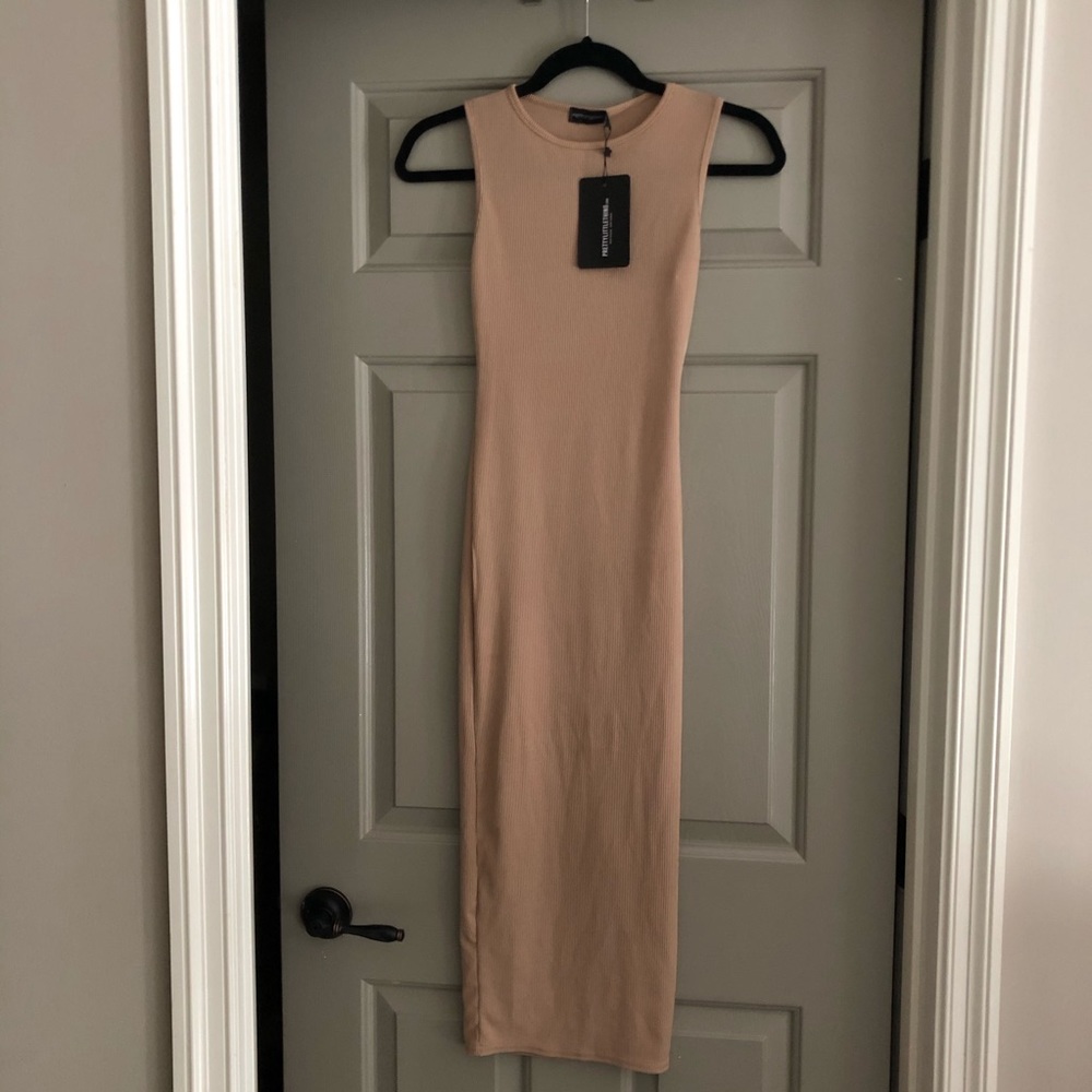 Pretty Little Thing Stone Ribbed Dress